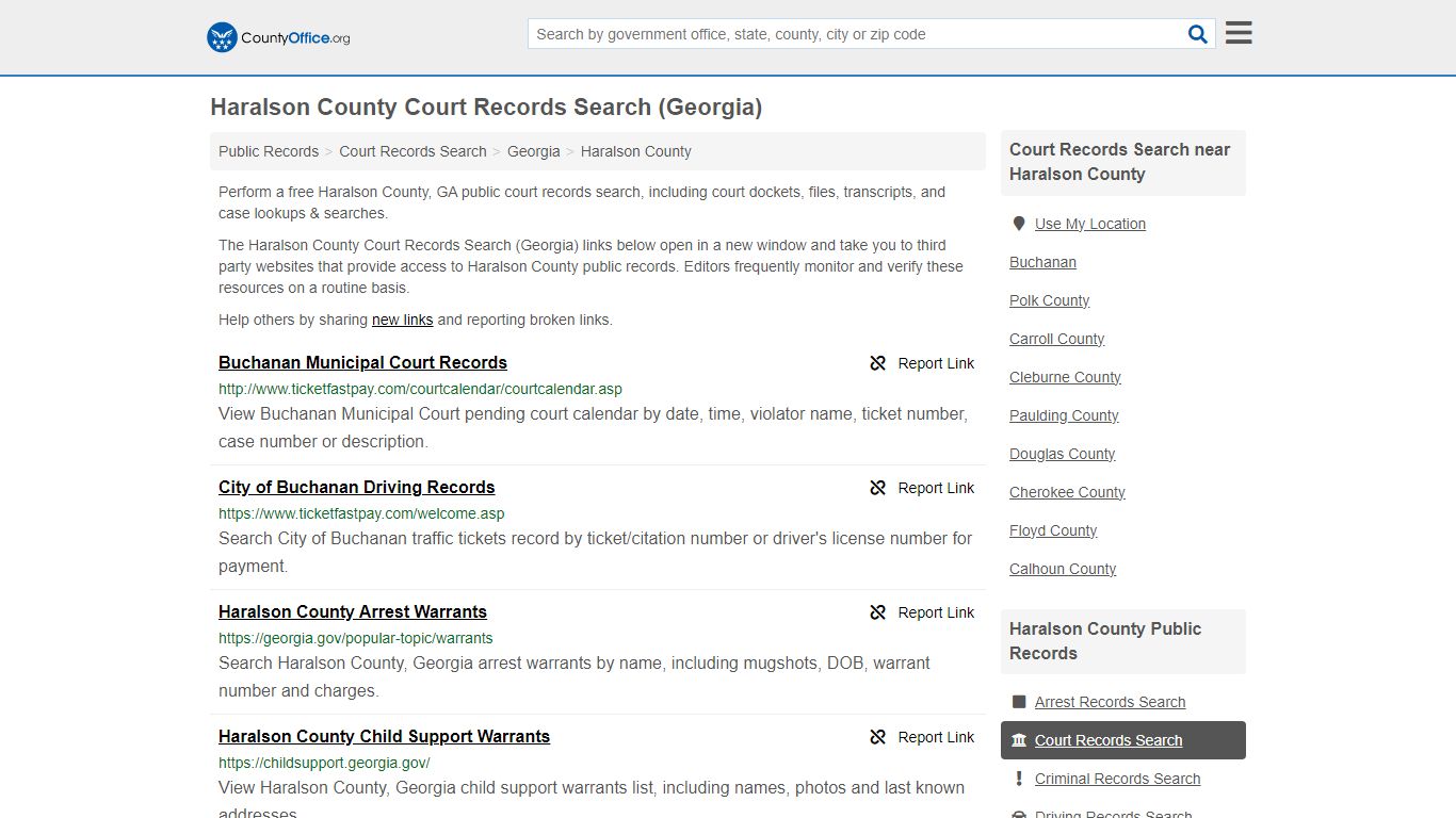 Haralson County Court Records Search (Georgia) - County Office